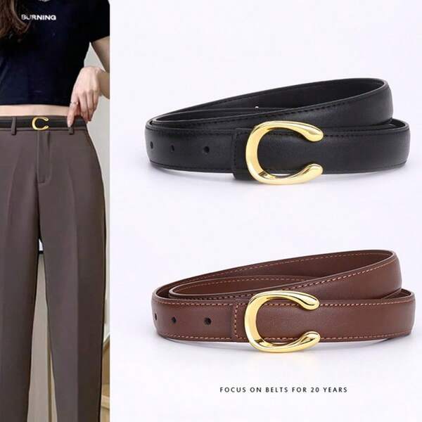 2pcs/1pc 2.3 Inch Wide C-Shaped Belt, Women's Minimalist Versatile Belt, Slim Design, Suitable For Skirts, Shirts, Suits, Pants, Perfect For Autumn/Early Winter/Valentine's Day