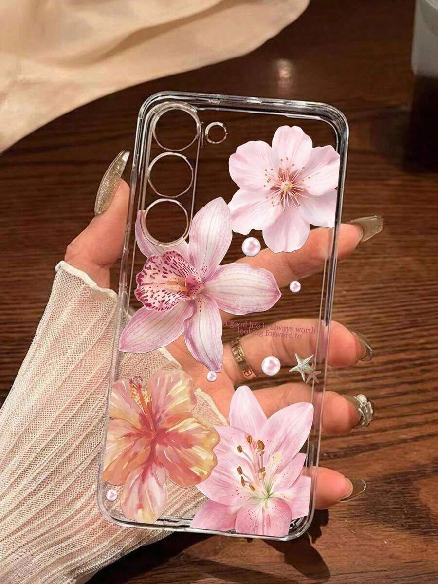 1 Piece Soft Phone Case With White Lily Flower And Butterfly, Compatible With Huawei Honor, , Galaxy A04e/12/A13/A14/A34/A50/A52/A53/A54/S21/S22/S23/S24/S25/S25Ultra, 6A/7A/8A, 12T/13T, International Version, Not Domestic Version, Spring Gift - 透明 2 - 查看 1