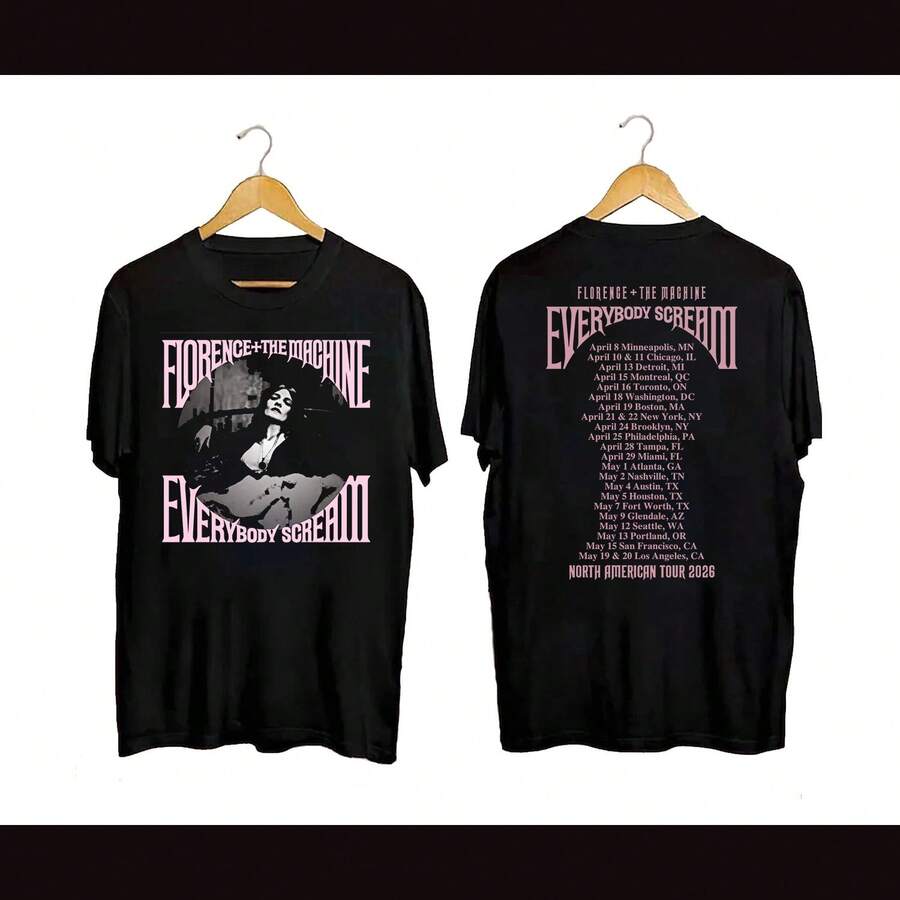 Florence And The Machine Everybody Scream Tour 2026 Graphic T-Shirt - Black - View 1