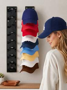 2 Stück Baseballmützen Wandhalterung Organizer Regal, Mehrstufiger Displayhalter, große Kapazität, praktische Mützenaufbewahrung, starker Klebe- oder Schraubenbefestigung, hält Mützen ordentlich und knitterfrei, geeignet als Geschenk für verschiedene Anlässe - Verschiedenfarbig - Übersicht 3
