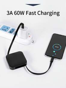 65W(最大功率) 4合1多功能方形伸縮手機支架，經典極簡黑白配色，Type-C快充伸縮手機支架，附快充數據線，相容 Apple 17/16/15 Pro Max Pro - 白色 - 查看 9