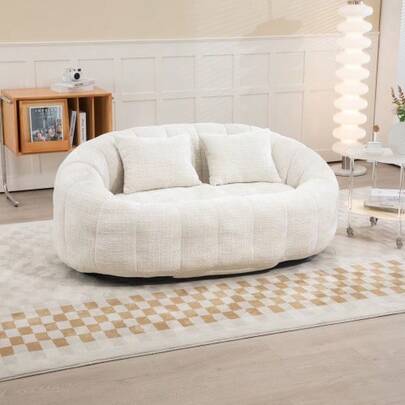 Bean Bag Sofa Lazy Sofa Durable Comfort Lounger High Back Bean Bag Chair Couch For Erwachsene And Kinder, Indoor & Outdoor, Accent Floor Soft Lounge Chair (Beige Chenille)
