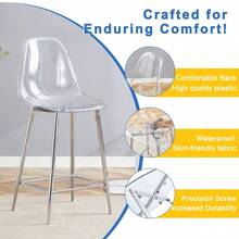 Transparent bar stool set, 4 pack, acrylic seat shell with metal frame in silver/ gold/ black, modern design chairs for kitchen, bar or dining room chairs only, without table - Silber + Kunststoff1 - Übersicht 9