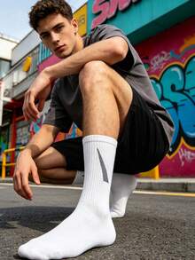 1/3 Pair Premium Custom Logo Sports Socks, Fashionable Sports Socks, Fitness Socks, Running Socks, Autumn Edition - Multicolor - View 7