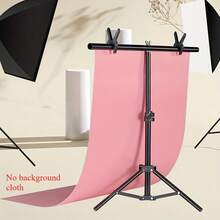 Stand Latar Belakang Fotografi Portabel Berbentuk T, Set Stand Fotografi dengan Penjepit*2, Palang Tebal + Alas Penopang Segitiga, Lebih Stabil dan Aman, Desain Tombol, Tinggi Dapat Diatur, Cocok untuk Pesta Liburan, Fotografi Dalam Ruangan/Dekorasi Latar Belakang - View 2