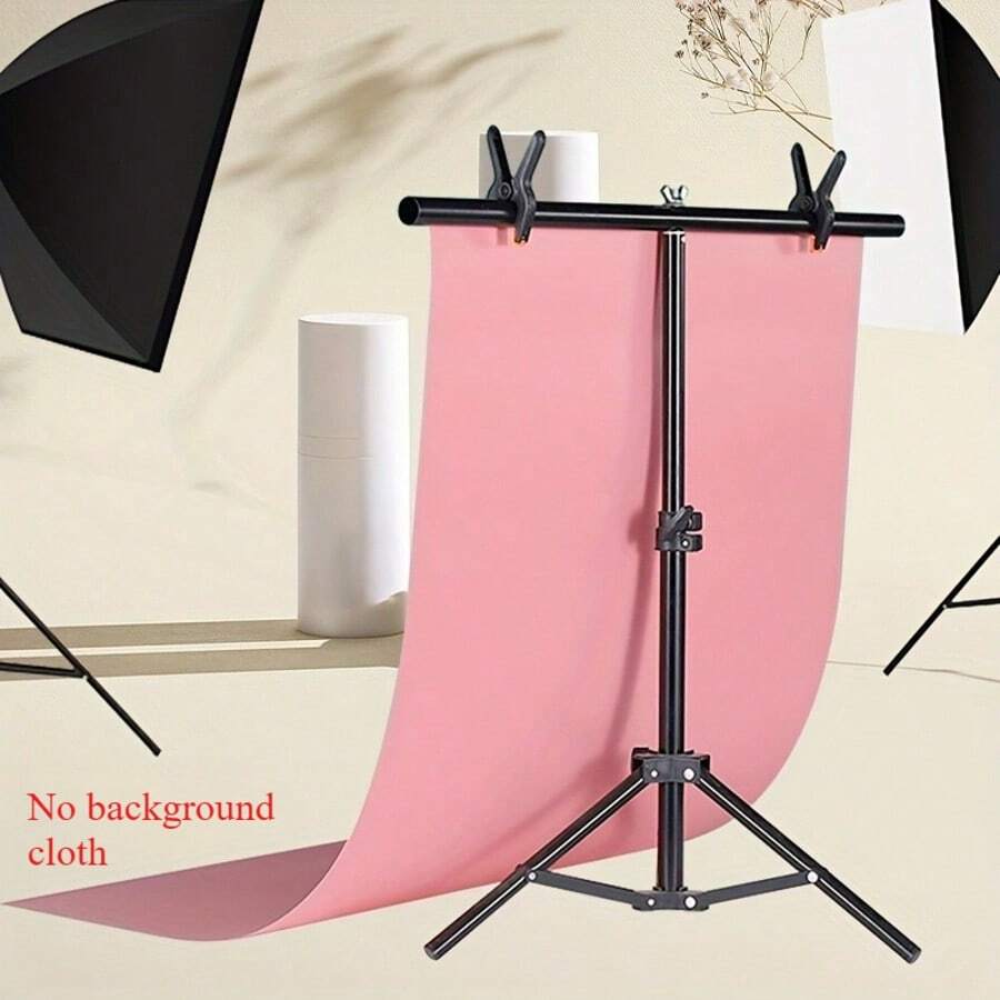 Stand Latar Belakang Fotografi Portabel Berbentuk T, Set Stand Fotografi dengan Penjepit*2, Palang Tebal + Alas Penopang Segitiga, Lebih Stabil dan Aman, Desain Tombol, Tinggi Dapat Diatur, Cocok untuk Pesta Liburan, Fotografi Dalam Ruangan/Dekorasi Latar Belakang