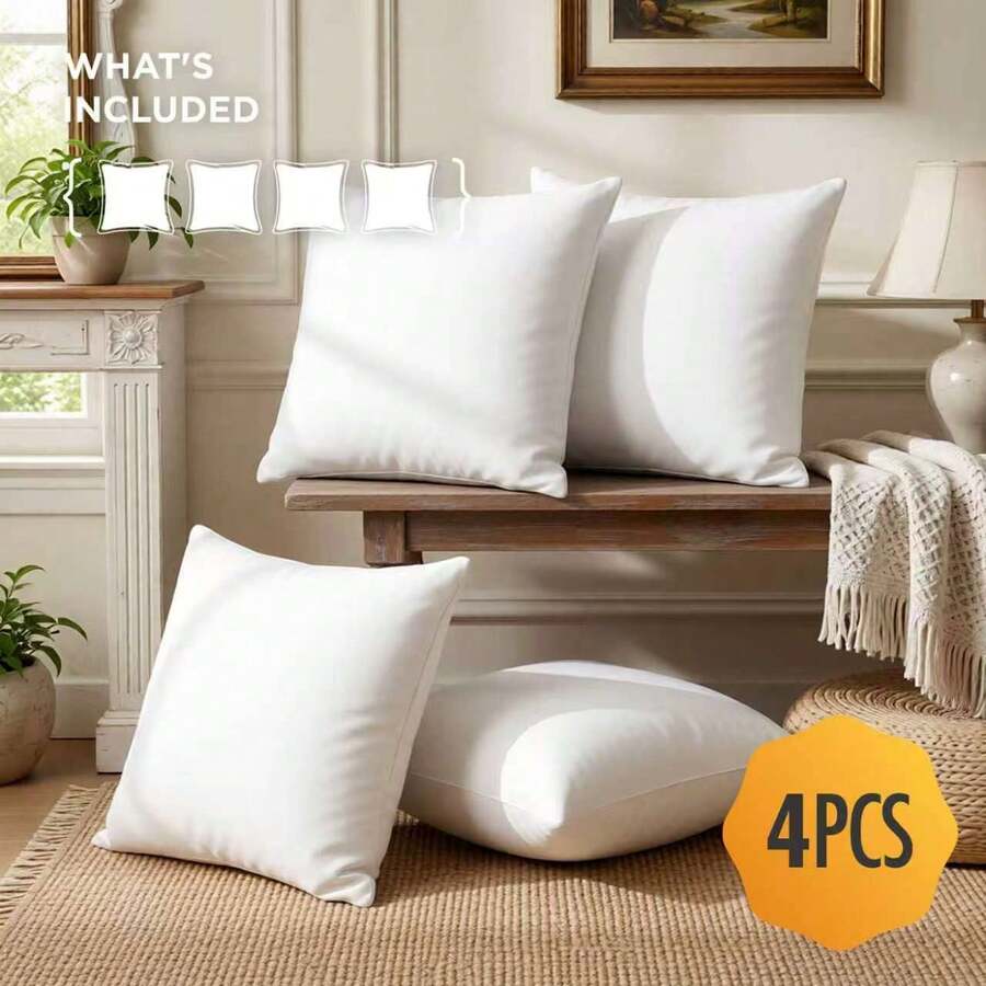The YUNDO Label White Pillow Core Is Suitable For Sofa Cushions, Mattresses, And Garden Cushions. The Sizes Available Are 18 Inches, 20 Inches, 12*20 Inches, And 22 Inches. It Has A High Filling Content And Can Be Machine Washed And Dried. - White - View 1