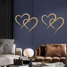 2pcs Metal Heart-Shaped Wall Decor - Pink, Gold, Black, Infinity Love Symbol Wall Art, Symbol Of Love, Living Room Bedroom Wall Decoration, Wedding, Engagement, Anniversary, Valentine's Day, Mother's Day Gift, Her Gift, Sculpture Wall Hanging - Multicolor - View 11