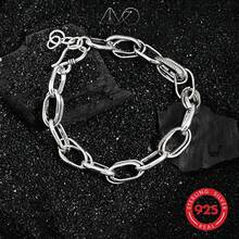 Vòng tay bạc 925 kiểu dáng cổ điển, mài mòn theo phong cách hiphop, thích hợp để đeo hàng ngày, dự tiệc, làm quà tặng cho gia đình và bạn bè, quà sinh nhật, kèm hộp quà. - Màu Bạc Cổ - Xem 5