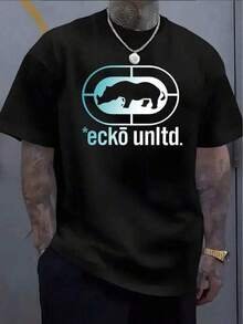 traje de ba?o ni?a(Solo está disponible para la  la camisa de manga corta que aparece en la imagen) Camiseta oversize 100% para hombres y mujeres con logo de Ecko y estampado gráfico de Ecko Unltd. - Camiseta de manga corta de cuello redondo casual para atuendo casual, actividades al aire libre y deportes, ropa versátil, tela duradera, ajuste cómodo, moda urbana Suitable for holiday parties, family gatherings, outdoor activities, and everyday occasions. - Negro - Ver 6