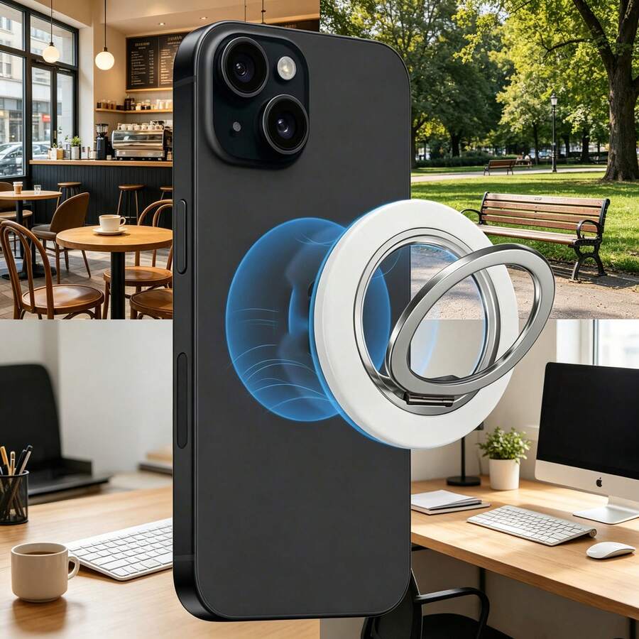 New 360° Rotating Magnetic Phone Holder - Foldable Metal Ring Grip, Ultra-Thin Detachable, Durable