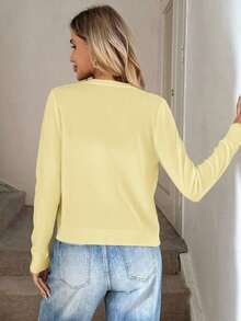 Cárdigan casual y versátil de unicolor para mujeres en otoño e invierno - amarillo claro - Ver 2