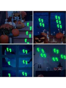 18pcs Glow-In-The-Dark Footprint Floor Stickers, Removable Glowing Footprint Wall Decals, Halloween Decorations, Halloween Party Supplies, Waterproof Stickers, Suitable For Walls, Stairs, Ceilings, Removable Glow-In-The-Dark Footprint Stickers For Guiding Flow And Path Marking - Multicolor - View 5