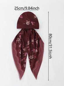 1pc Women's Wave Edge Digital Print Linen Headscarf, Instant Hijab, New Convenient Linen Printed Headscarf, Fashionable High-End Printed Slouchy Hijab Scarf, Convenient To Wear, Casual And Versatile For Daily Use - Multicolor - View 8