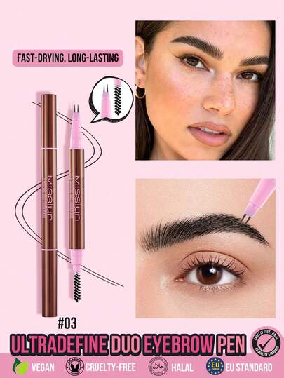  MISSLYN-UltraDefine Dual-Tip Eyebrow Pencil, Dual-Claw Tip, Dual-Line Tip, Water-Based Formula, Versatile For Eyebrows, Eyeliner, Hairline, Lower Lashes, Easy For Beginners, Waterproof And Sweat-Resistant, Suitable For Party, Daily, Commute, Portable And Easy To Use