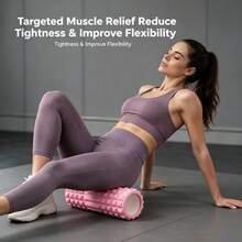 Pink Textured Foam Roller For Deep Tissue Massage, Lightweight & Durable Yoga Column, Waterproof Muscle Recovery Roller For Fitness, Yoga, Running & Gym Workouts - Multicolor - View 3