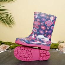 Kids Dinosaur Pattern Mid-Calf Rain Boots, Cute Fashion Companion For Dates - 紫色 - 查看 7