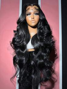 250% Density Body Wave Lace Front Wig Human Blended Hair 13x4/6 Pre Plucked HD Lace Frontal Wig With Baby Hair For Women Pre-Plucked & Pre-Bleached Natural Black Body Wave Hair Style - Natural Black - 查看 2