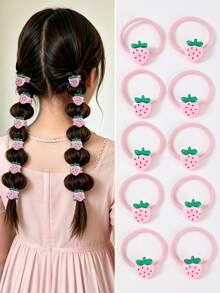 10 buah Ikat Rambut Stroberi Kartun Merah Muda untuk Anak Perempuan, Ikat Rambut Mini Kecil Sederhana, Aksesori Rambut Lucu dan Serbaguna untuk Rambut Tipis, Tidak Merusak, Tali Rambut Tahan Lama dengan Elastisitas Tinggi, Cocok untuk Penggunaan Sehari-hari - MultiWarna - View 7