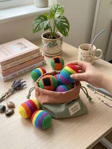 12/6/3/1 Stück handgefertigte gehäkelte Hacky Sack Bälle, 5,5cm bunte gestrickte Fußsäcke, langanhaltend weiche Kickbälle zum Jonglieren, Outdoor-Spiel, Stressabbau, Familientreffen, Partygeschenke, Feiertagsgeschenke & Karneval, weich, Squishies - Standardmodell - Übersicht 12