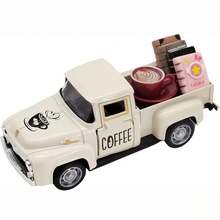 1pc Vintage Mini Metal Pickup Truck Decor For Coffee Bar, Includes Book Accessory, Suitable For Coffee Station, Farmhouse Style Tiered Tray Tabletop Decor, Home Kitchen, Office, Cafe - Coffee Version - View 11