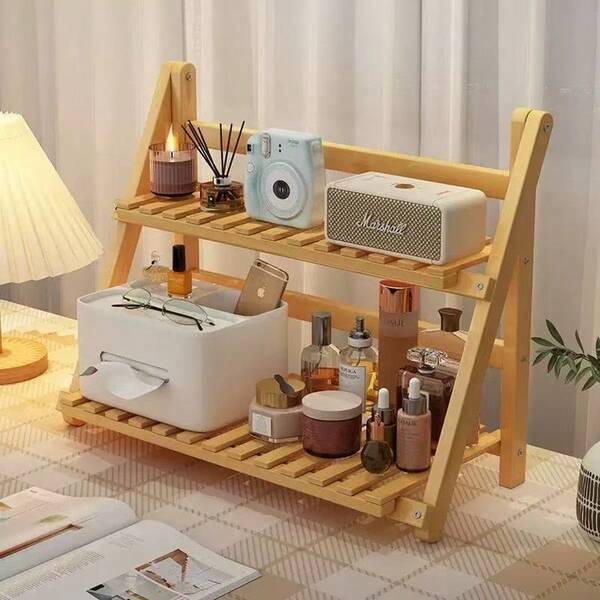 1 chiếc kệ sách lưu trữ gia đình bằng tre gấp gọn DIY, giá kệ sắp xếp nhà bếp
