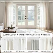 1 Set Suitable For 24-156 Inches, 5/8 Inch Decorative Curtain Rod Set, White Splicing Single Window Curtain Rod For Bathroom, Bedroom, Living Room, Outdoor Patio, Kitchen, Small Curtain Rod - American Style - White - View 4