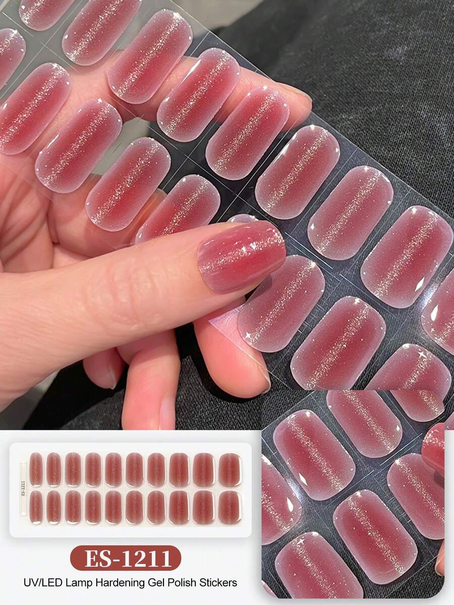 半固化凝膠美甲貼片 20片裝 長效沙龍級美甲貼貼片 易貼易撕 UV燈照凝膠美甲貼