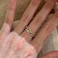 1pc Fashionable Creative Criss-Cross Design Ring, Versatile Finger Ring, Unique Niche Jewelry - Yellow Gold - View 2