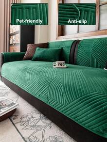 1 buah Sarung Sofa Ultrasonik Warna Polos, Ramah Hewan Peliharaan, Tahan Lama, Cocok untuk Semua Musim, Pelindung Furnitur Dekorasi Liburan, Cocok untuk Sandaran Tangan dan Sandaran Punggung Sofa 1/2/3/4 Dudukan - Hijau - View 1