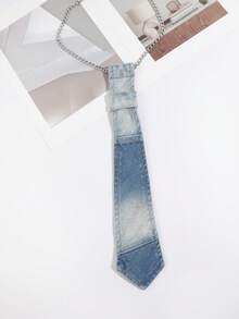 1pc Women's Fashion Casual Denim Effect Adjustable Chain Choker Necklace, Suitable For Street, Party, Gathering, Unique Outfit,Festival,Travel - Multicolor - View 7