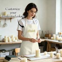 1pc Customizable Linen Kitchen Apron - Personalized Design With Photo Or Text, Multiple Sizes Available - Durable Woven Polyester Cooking Apron, Painting Apron, Barista Apron - Multicolor - View 7