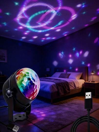 كرة ديسكو مع ضوء DJ مفعل بالصوت - ضوء ستروب دوار RGB، مناسب لحفل التخرج وحفلة عيد الميلاد والزفاف وديكور بار الصيف وأجواء حفلة عيد الميلاد