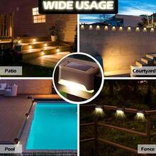 16 Packs Outdoor Solar Deck Lights, Waterproof Outdoor Decorate Lights, Solar Garden Lights, Outdoor Fence Lights, Solar Step Lights, Warm LED Lights, For Outdoor Stairs, Step, Fence, Garden, Balcony, Yard, Patio, And Pathway - Brown Shell - View 10