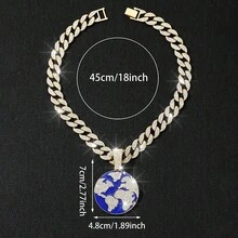1 buah Kalung Liontin Bumi Kreatif Bertabur Berlian Sepenuhnya dari Paduan Logam, Perhiasan Unik Cocok untuk Pemakaian Sehari-hari Pria dan Wanita - Kalung Liontin Bumi - View 8