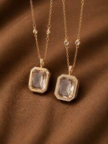 1pc Fashion New Simple Transparent Love Box Opening And Closing Free DIY Necklace Simple Light Luxury Versatile Clavicle Chain, Plated With 18K Gold, Necklace Box Set Jewelry, Talisman Pendant, Waterproof, Sweatproof, Not Easy To Oxidize, Showcasing Female Charm, Women's Jewelry - Multicolor - View 6