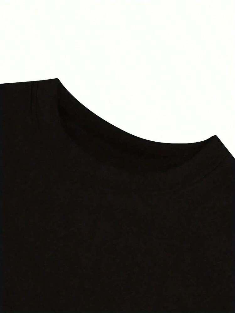 Conjuntos de Verano para Mujer: Camiseta con Estampado Gráfico, Manga Corta, Cuello Redondo, Top Casual para Verano y Primavera, Ropa de Mujer, Tops Holgados y Cómodos - Negro - Añade 4