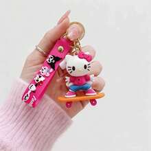 MINISO Sanrio Sporty Cartoon Keychain With Skateboard Figure Pendant Soft PVC Wrist Strap Bag Charm Key Ring Accessory For Backpack Purse Car Keys Office Desk Decoration And Everyday Carry Use Portable Fashion Style - Style2 - View 3