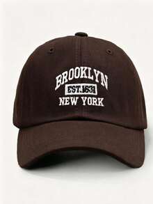 1顶Y2K刺绣字母“BROOKLYN NEW YORK”滑雪帽，男女通用透气防晒时尚棒球帽，适合日常户外穿着 - A - 查看 5