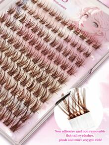 Waloshow 120 miếng cụm mi giả màu nâu kèm keo, mi nối DIY dán sẵn độ cong D 10-16mm đế phẳng đan chéo tinh tế, cụm mi giả tái sử dụng phong cách hỗn hợp tự nhiên mềm nhẹ, phù hợp trang điểm tại nhà hoặc khi đi du lịch - C - Xem 5