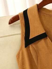 fsfvgsGlowEve Vestido midi ajustado con botones, cintura ceñida, estilo vintage elegante para mujer, color albaricoque/negro, tela de calidad, adecuado para primavera/verano y uso diariosbfb s YBL9 - Multicolor - Ver 3