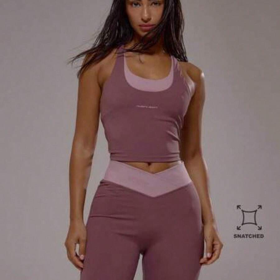 Sport Parte superior activa con espalda cruzada y capas, conjunto activo de actividad, entrenamiento, gimnasio, pilates, fitness, uso diario casual, atuendo de primavera de cuarzo ahumado, verano, vacaciones, Y2K - Morado - Ver 1