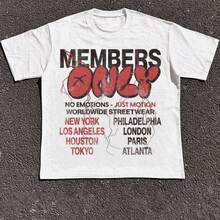 Size Plus 1 Pcs 100 Cotton Members Only Lyfe T-Shirt Graphic Print T Shirt Tops TEE 220g Heavy Cotton T Shirt - 白色 - 查看 1