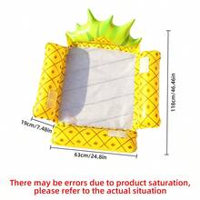 1pc Watermelon Design Foldable Water Hammock, Summer Inflatable Floating Adult Swim Mat, Perfect For Beach And Water Sports, Beach Essential, Beach Accessory - Four-tube Inflatable Float - Yellow Pineapple - View 5