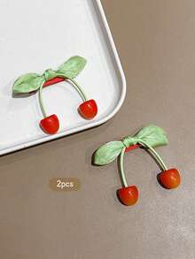 2 piezas Clips para el cabello con forma de cereza, estilo dulce, horquillas adecuadas para uso diario, accesorios para el cabello - Multicolor - Ver 7