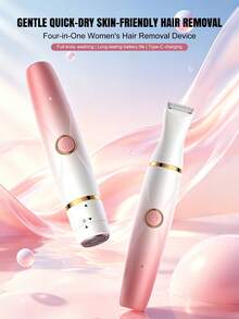 ALUSHEE 4-In-1 Electric Lady Shaver, Painless & Skin-Friendly Razor, Suitable For Bikini Line, Underarms, Face & Body, IPX7 Waterproof For Wet & Dry Use, Supports Type-C Fast Charging, Applicable For Full Body, Battery Capacity: 400mAh - View 5