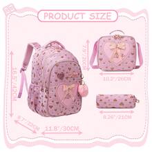 3pcs/Set Girls Floral Print Backpack, Includes Crossbody Bag And Water Bottle Holder, Lightweight Student School Bag Set - Girls' Schoolbag - View 4