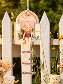 Fairy Window Decor For Fairy Tale And Garden Lovers, Dreamy Resin Ladder Ornament, Magical Outdoor Garden Tree Decoration, Perfect Birthday Gift, Charming Magic And Pastoral Style Garden Accent - A - View 3