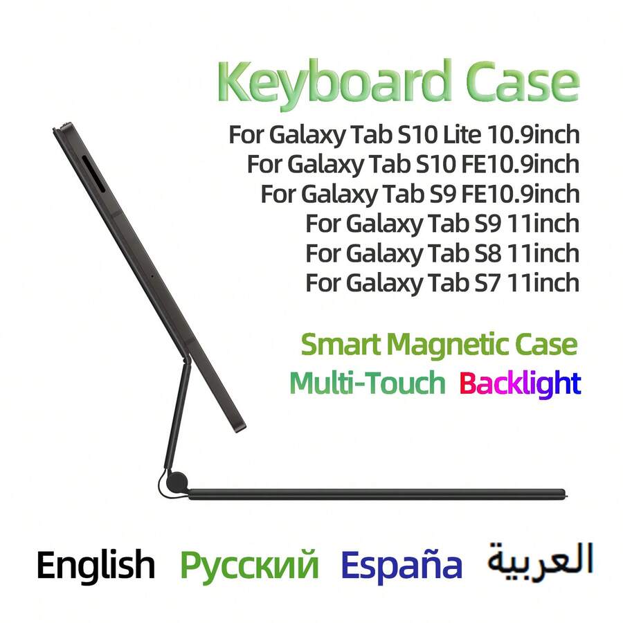 Keyboard Case For Galaxy Tab S10 Lite/S10 FE/S9 FE 10.9 Inch Magic Keyboard For Tab S9/S8/S7 11" Smart Magnetic Cover Model X400/X406 Multi-Touch Backlight