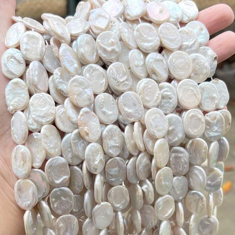 Natural Baroque Pearl Coin Beads, Irregular Flat Freshwater Pearls Loose Beads For DIY Jewelry Making Bracelet Necklace Accessories - Multicolor - View 5